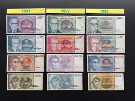 *** 1991-1992-1993 ***  Belgrad - Dinara - Inflation - Set