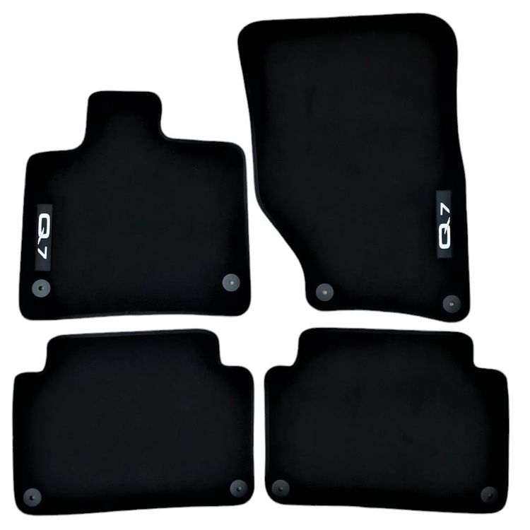 Tappetini auto in gomma adatto per Audi Q7 I 4L (2005-2015, SUV) neri, set 4 pz, con fissaggi