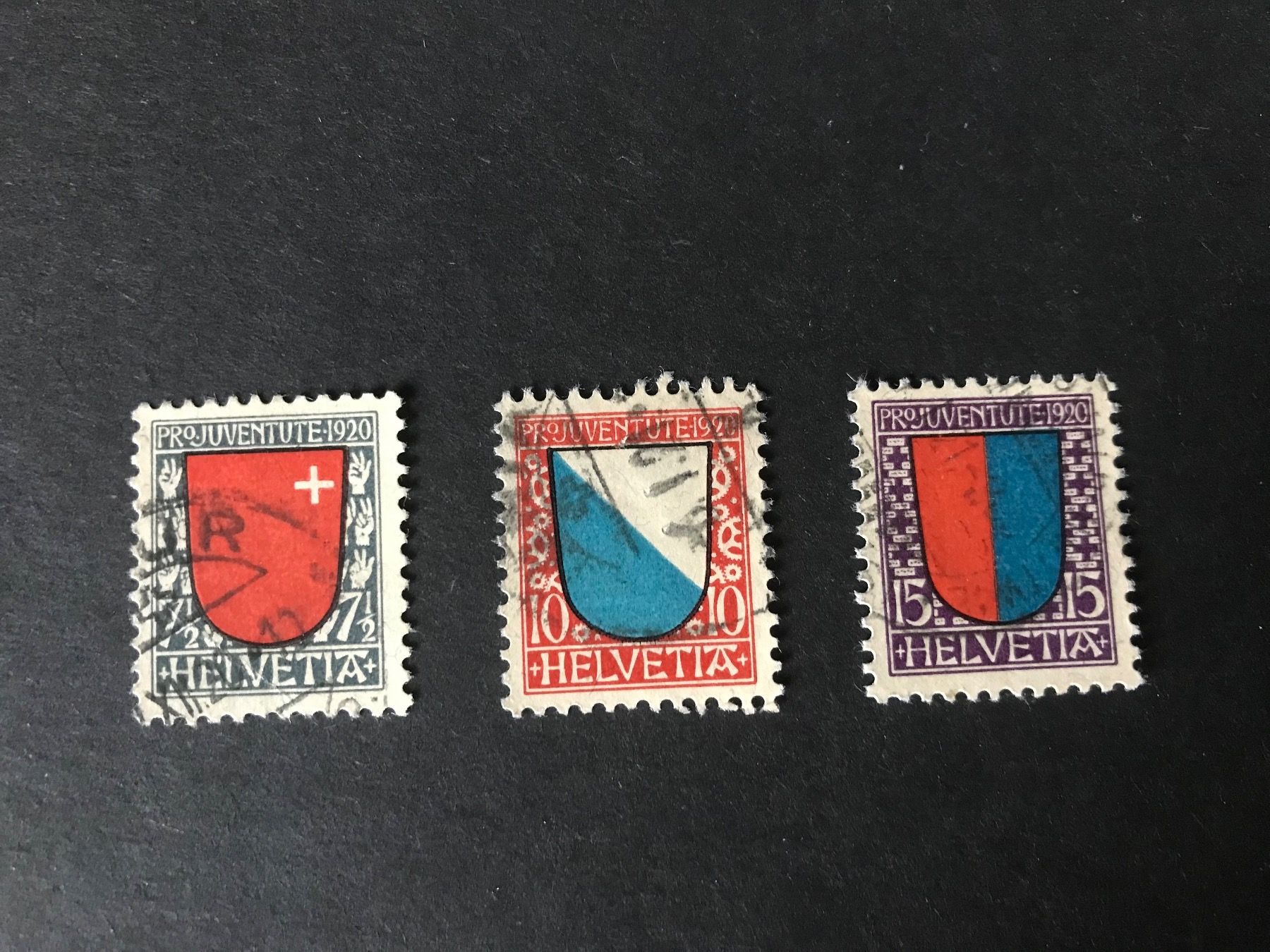 Alle Briefmarken: 1920, Pro Juventute J15 - 17 mit Abarten – Gebraucht aus stäfa von brandy66