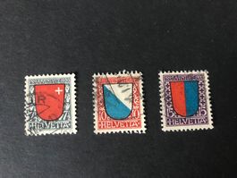 1920, Pro Juventute J15 - 17 mit Abarten