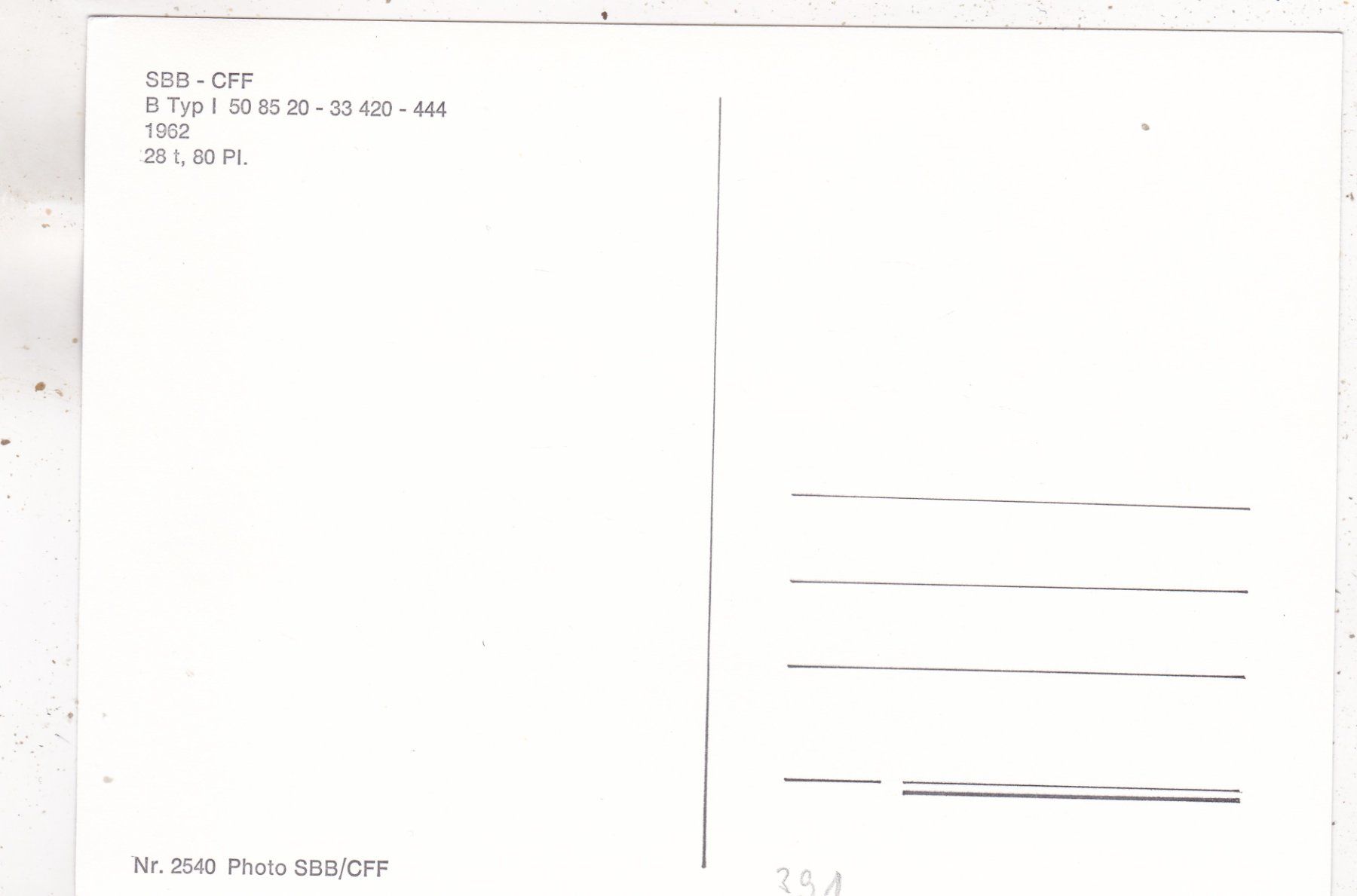 Cartoline postali: SBB Bahnwagen 50 85 20 – Usato da Herisau venduto da Lisegrat2008 1