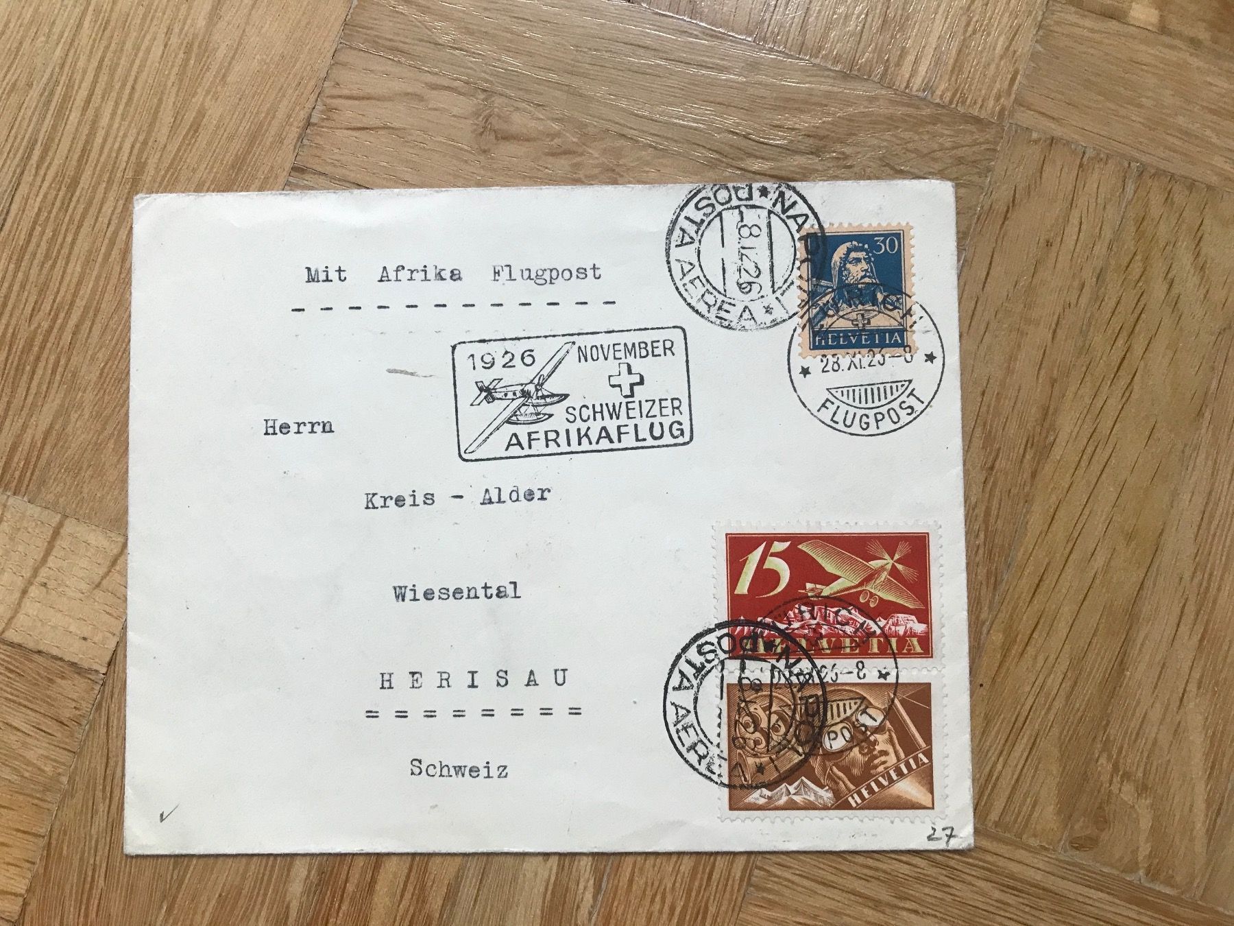 Tutti i francobolli: 1926. Schweizer Afrikaflug nach Herisau – Usato da stäfa venduto da brandy66