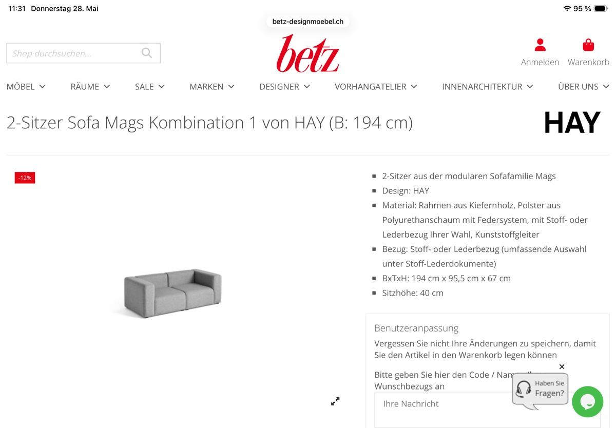 Hay Divani: Hay Mags 3er oder 2er Sofa mit Sessel grau – Usato da Basel venduto da goofy2011 8