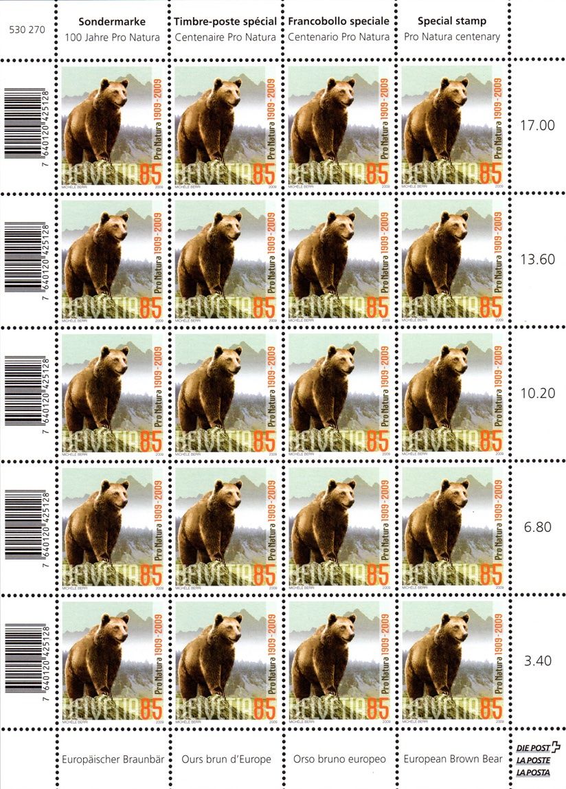 Tutti i francobolli: Bogen Europäischer Braunbär** – Nuovo (secondo la descrizione) da Dottikon venduto da haeusibuh5