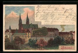 Basel, Ortspartie mit Kirche, 1899