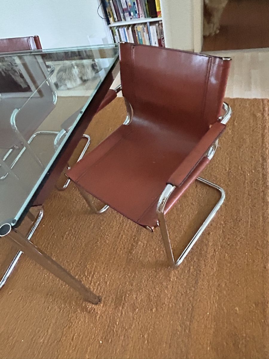 Chaises: 6 Stühlen Leder Chrom Stahl Set – D'occasion à Zürich par AussorgfaeltigerHand