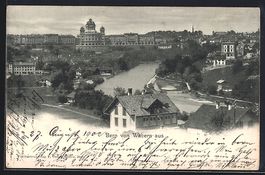 AK Bern, Uferpartie von Wabern aus, 1902