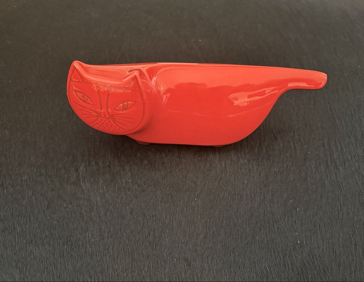 Statuette: Baldelli Red Ceramic Cat Coin Bank – Usato da Erlenbach ZH venduto da topchick 3