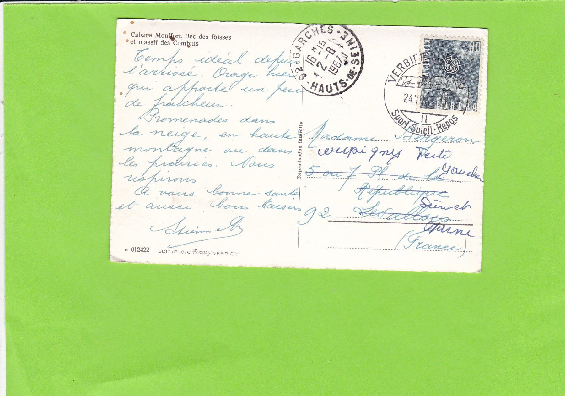 Cartoline postali: Cabane Montfort, Bec des Rosses – Usato da St. Peterzell venduto da neckertal 1
