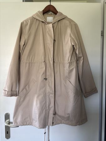Umstands-Parka beige Grösse S mit Kapuze