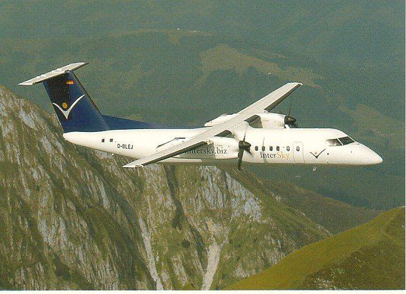 Cartoline postali: Bombardier, DHC-8-314, InterSky – Usato da Zuerich venduto da OceanLinerPostcards