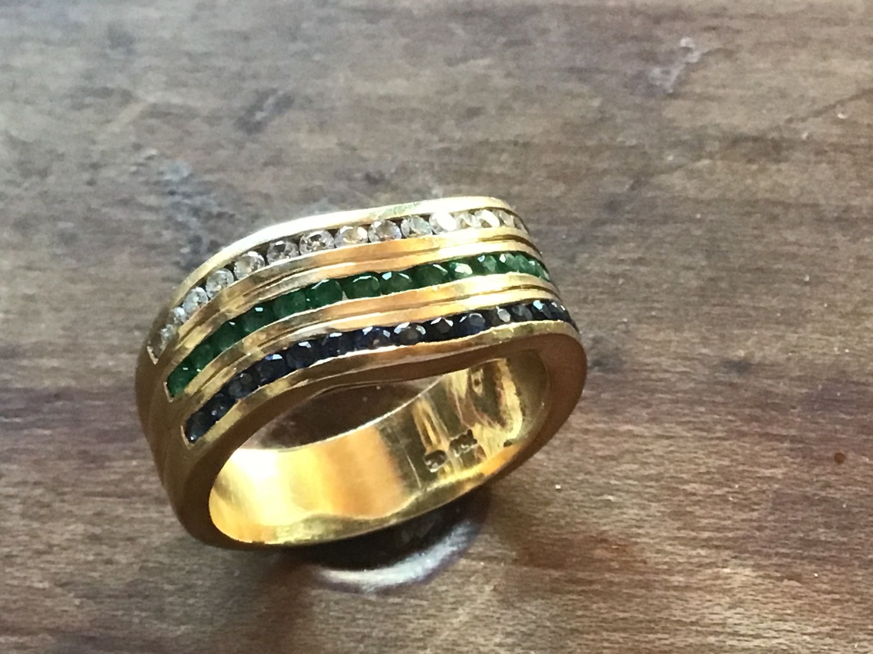Anelli: Massiver Diamant, Saphir, Smaragd Ring – Usato da St. Gallen venduto da Goldlilly 1