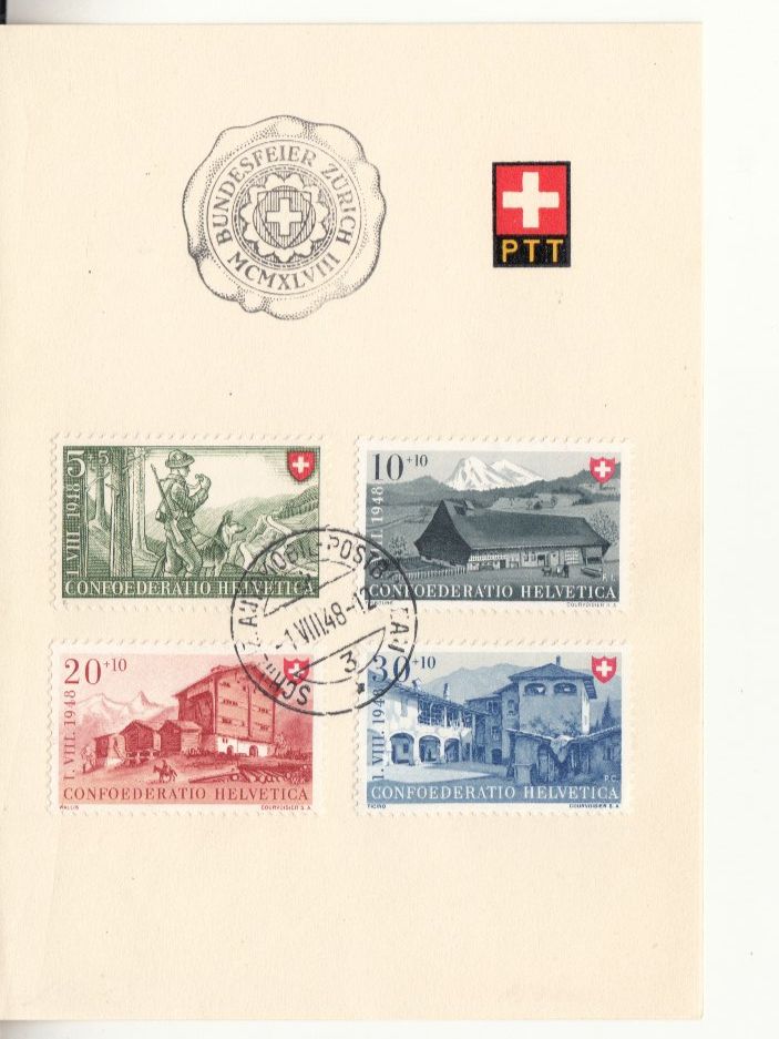 Alle Briefmarken: SBK B38 - B41 mit Sonderstempel A. 460 – Gebraucht aus Bürglen TG von StampGraf