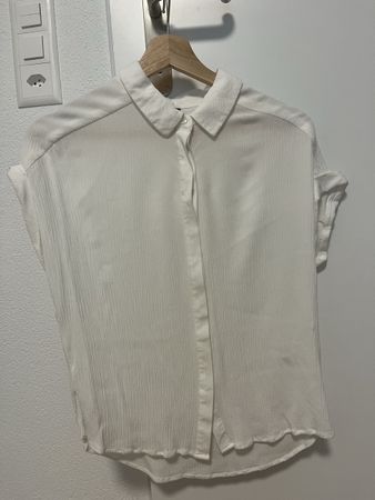 Kurzarmbluse weiss gekreppt XS neu