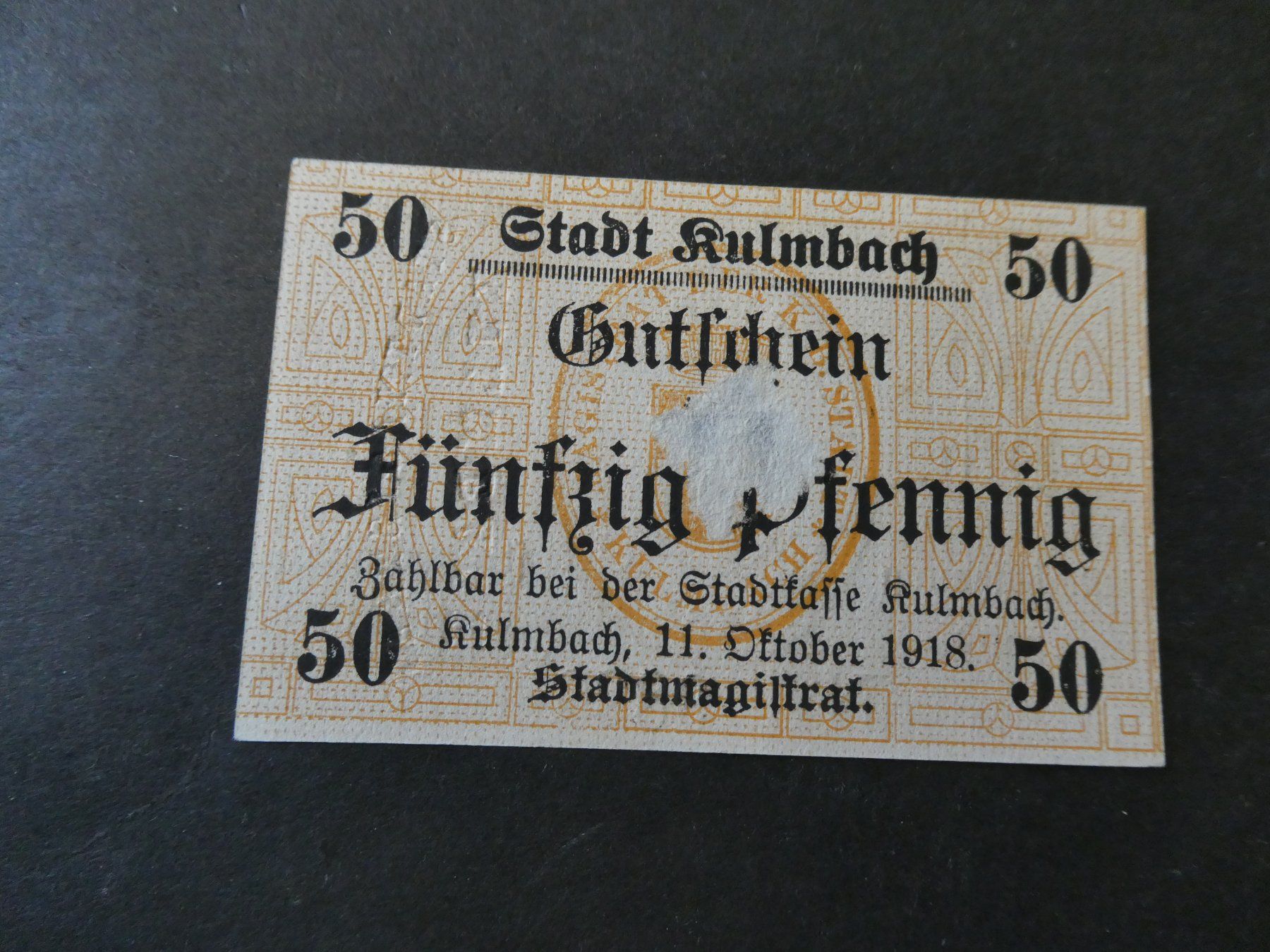 Banconote: Dt. Reich, Kulmbach  - Notgeldschein – Usato da Hinterforst venduto da Rohusri