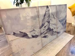 XXL Wandbild 180x90 cm ❌ Alpen Bergidylle 3er Set mit Rahmen