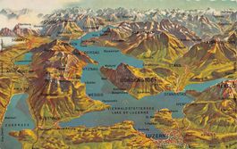 Vogelschau-AK: Vierwaldstättersee, um 1935