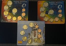 Spanien 2010-2011-2014 3 offizielle Euro Kursmünzensätze