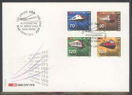 2002, FDC, Sondermarken 100 Jahre SBB