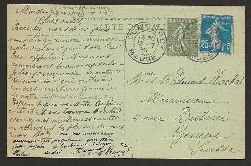 Cartoline postali: 1926  75c Ansichtskarte von Commercy nach Genève – Usato da Arlesheim venduto da kuhnphila