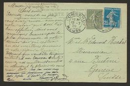 1926  75c Ansichtskarte von Commercy nach Genève