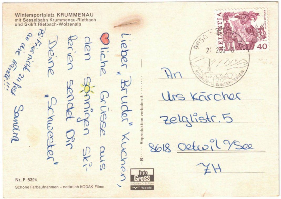 Cartoline postali: Krummenau - Skigebiet – Usato da Binningen venduto da Mountainrider 1