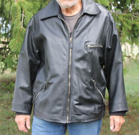 Porsche Herren Lederjacke schwarz mit Reissverschluss