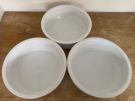 5er Set Runde Pflanzschalen/Übertöpfe weiss 30cm