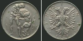 ALBANIEN 1/2 Lek 1926, Nickel ERHALTUNG! unz-