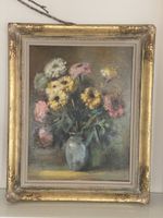 Ölbild mit verschiedenfarbigen Blumen von Jean Kern