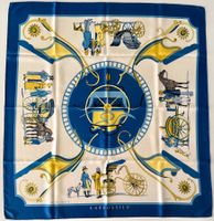 Superbe foulard HERMES-Paris "Carrossier" 1975 +box original