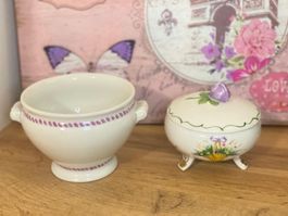2 hübsche Keramik Schalen bemalt Vintage, Deko 🌸🌷🌼