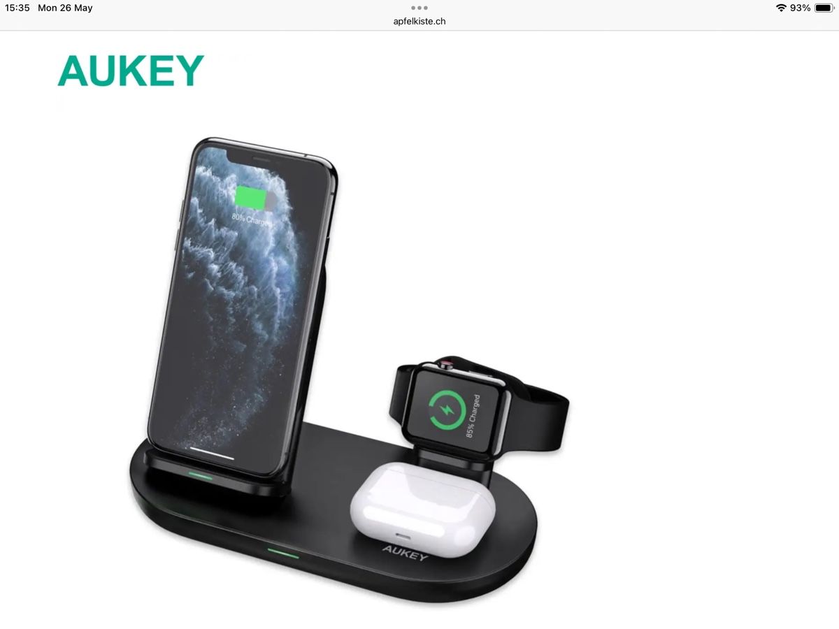 Aukey Caricabatterie: 3in1 Aircore Qi Wireless Induktions Ladestation – Usato da Aesch LU venduto da HSchnitzler 5
