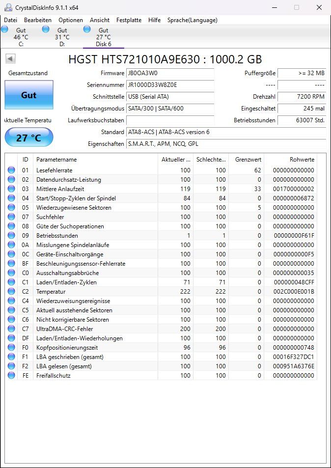 Dischi rigidi: HST HDD 1TB  2.5" 9mm – Usato da Künten venduto da Arktisde 1