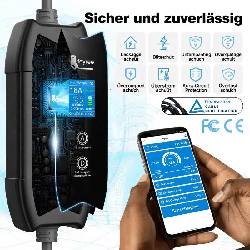 Chargeurs de batterie: Feyree 3.5kW Mobile Wallbox Typ 2 mit Schweizer T13 Stecker – Neuf avec emballage d'origine à Aathal-Seegräben par ECOPLUG 2