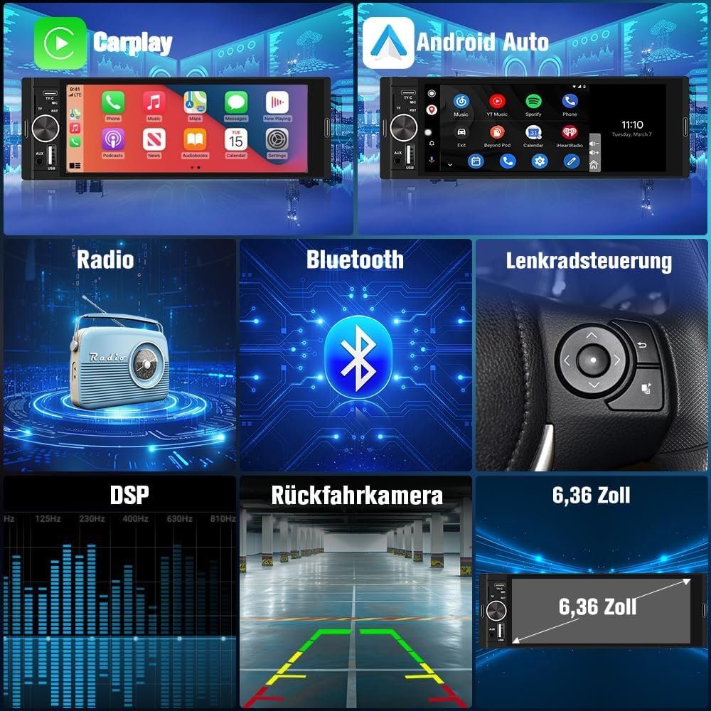 Radio: Junsun 1 DIN Autoradio CarPlay Android Auto – Nuovo e nell'imballaggio originale da Suhr venduto da SchnapperCH 1