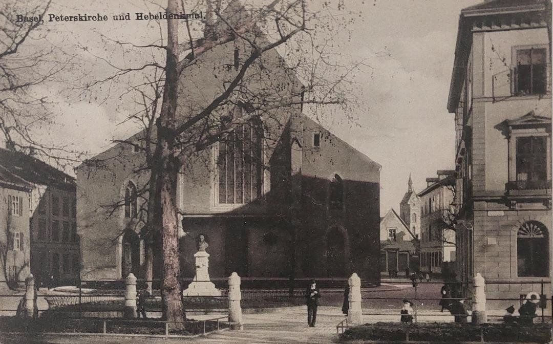 Cartoline postali: BASEL - Peterskirche und Hebeldenkmal – Usato da Delémont venduto da Domdom1