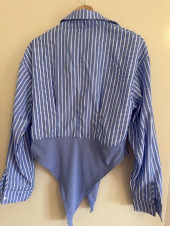 Body chemise rayé bleu blanc taille S