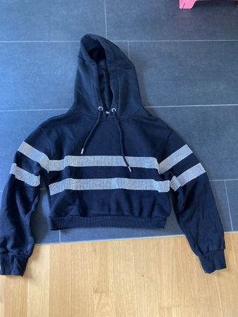 Schwarzer Glitzer-Hoodie, Gr. S – Top Zustand!