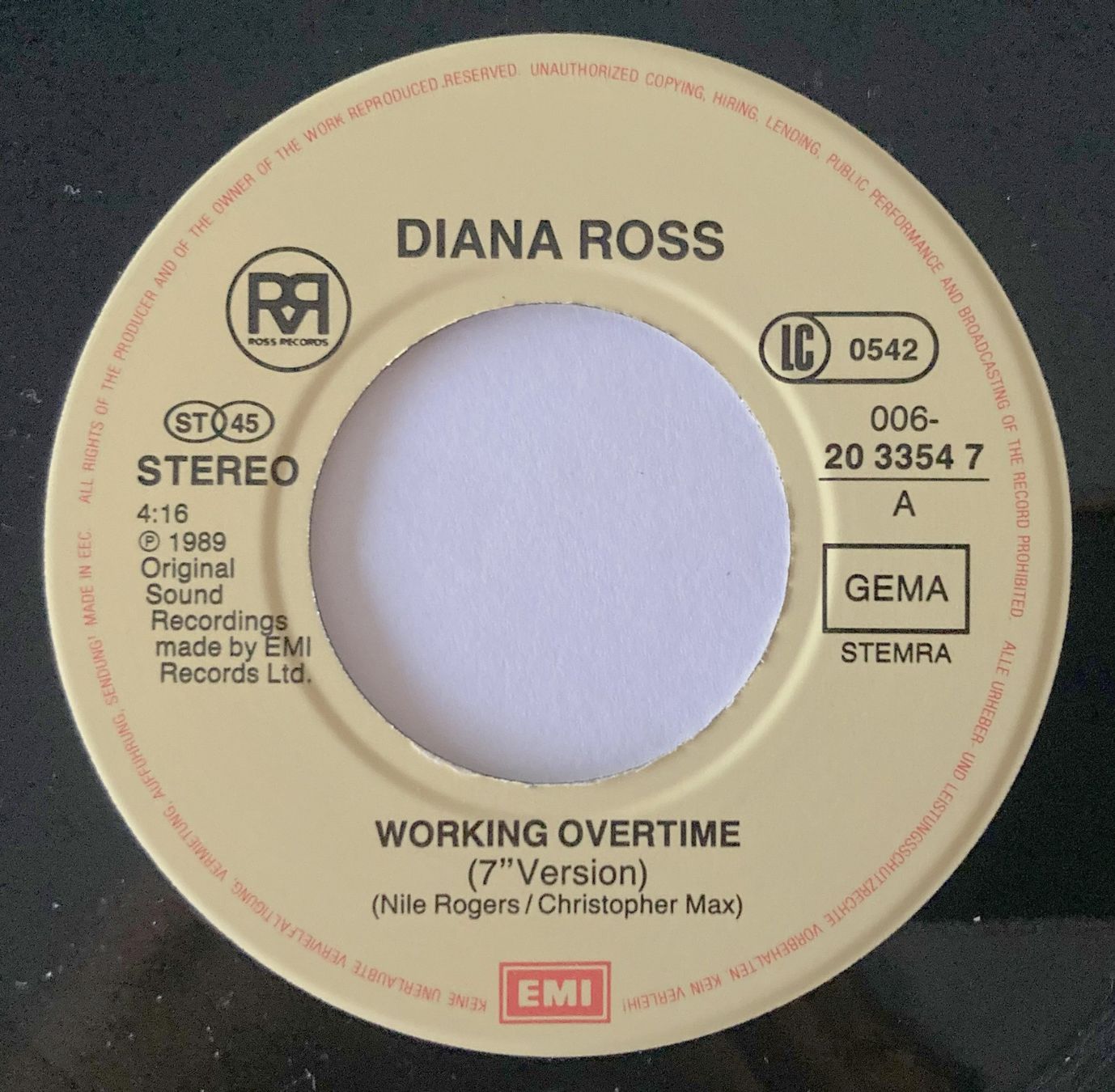 Dischi in vinile: DIANA ROSS - WORKING OVERTIME – Usato da Bottens venduto da hotter-than-hell 2
