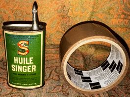 Huile Singer machine a coudre vintage boite métal