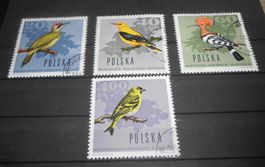 Briefmarken Polen 4 Stk Vögel  1965