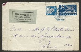 Flugpost Schweiz 1923 Basel Paris Luftpost Handley Page