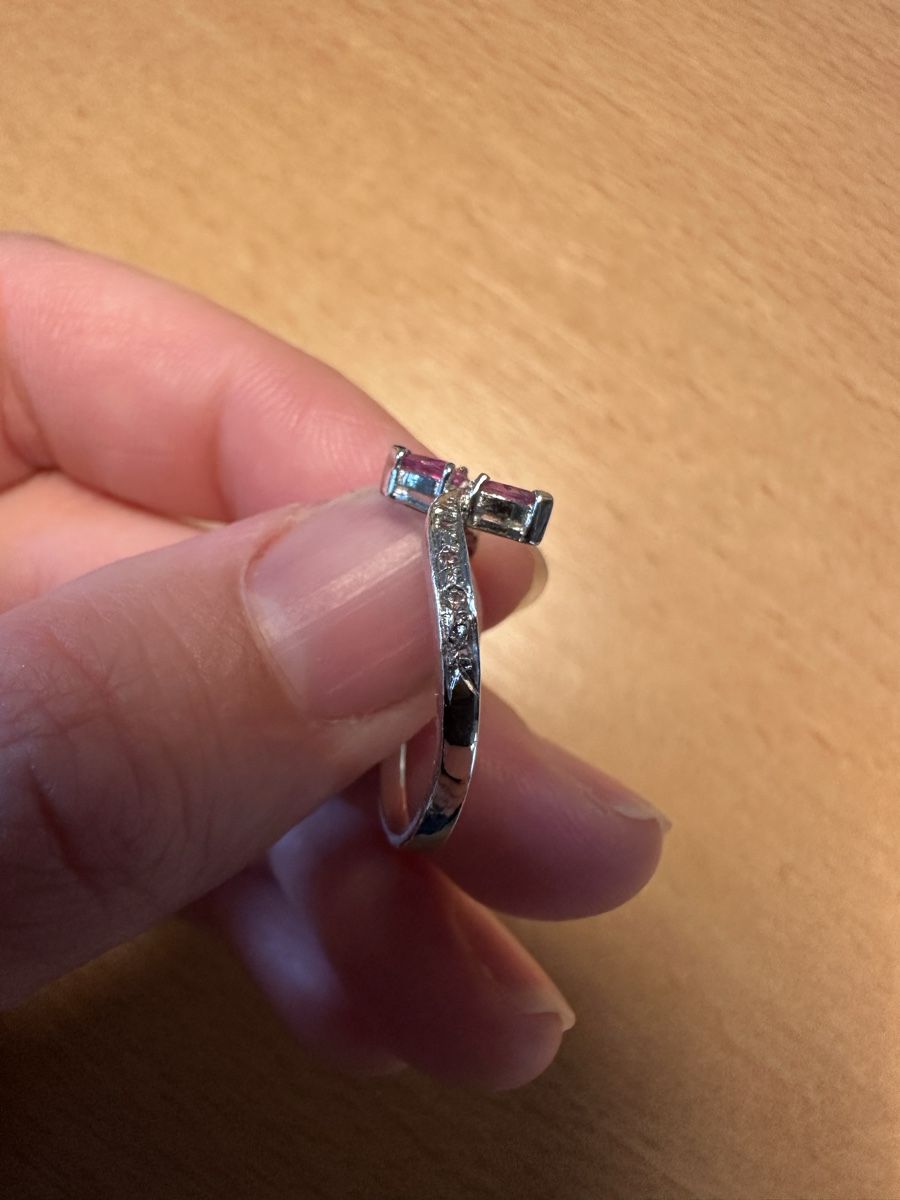 Ringe: Filigraner silbriger Ring mit rosa Steinchen – Gebraucht aus Oensingen von Shellybubble1 2