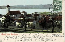 Gruss aus WOLLERAU SZ gel. 1903 mit Balkenstempel!