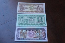 UNC Mozambique 50/100/5 000 meticais