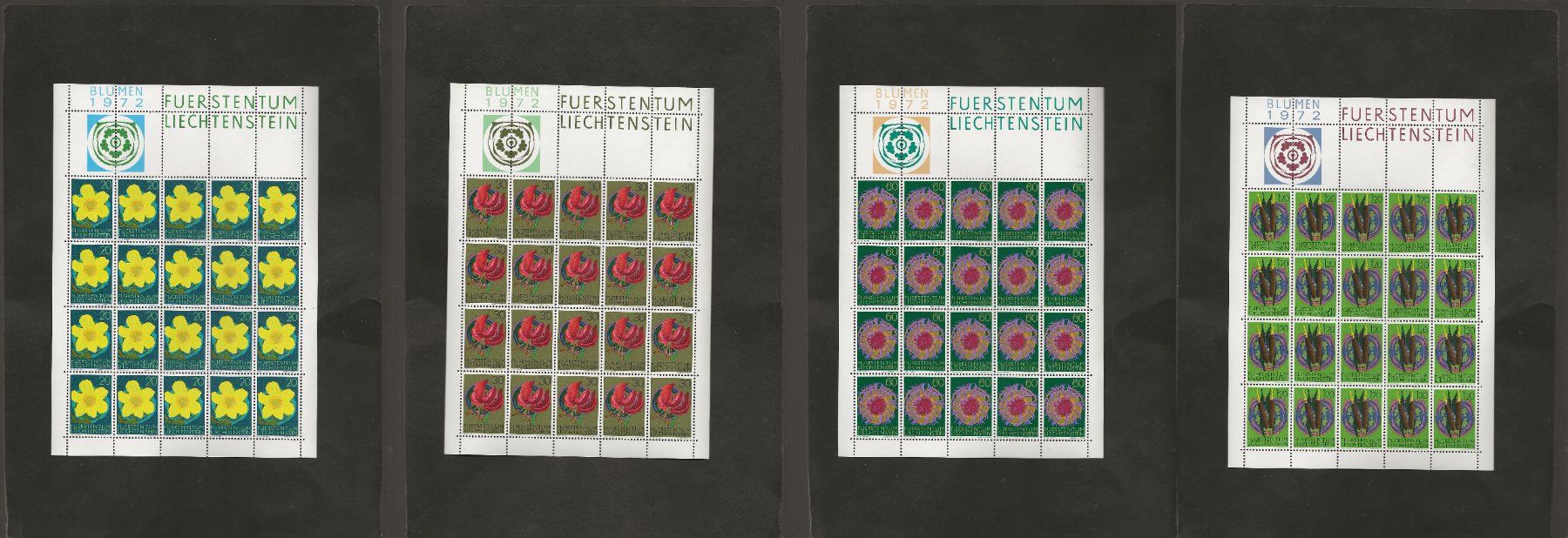 Tutti i francobolli: Bogen Serie Blumen 1972 Liechtenstein postfrisch – Usato da Au ZH venduto da xelagreb01