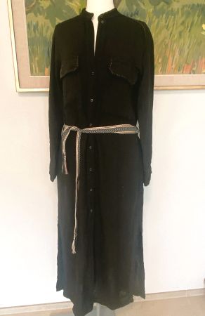 MASONS Maxi Kleid Colette schwarz 100% Leinen & Gürtel 40