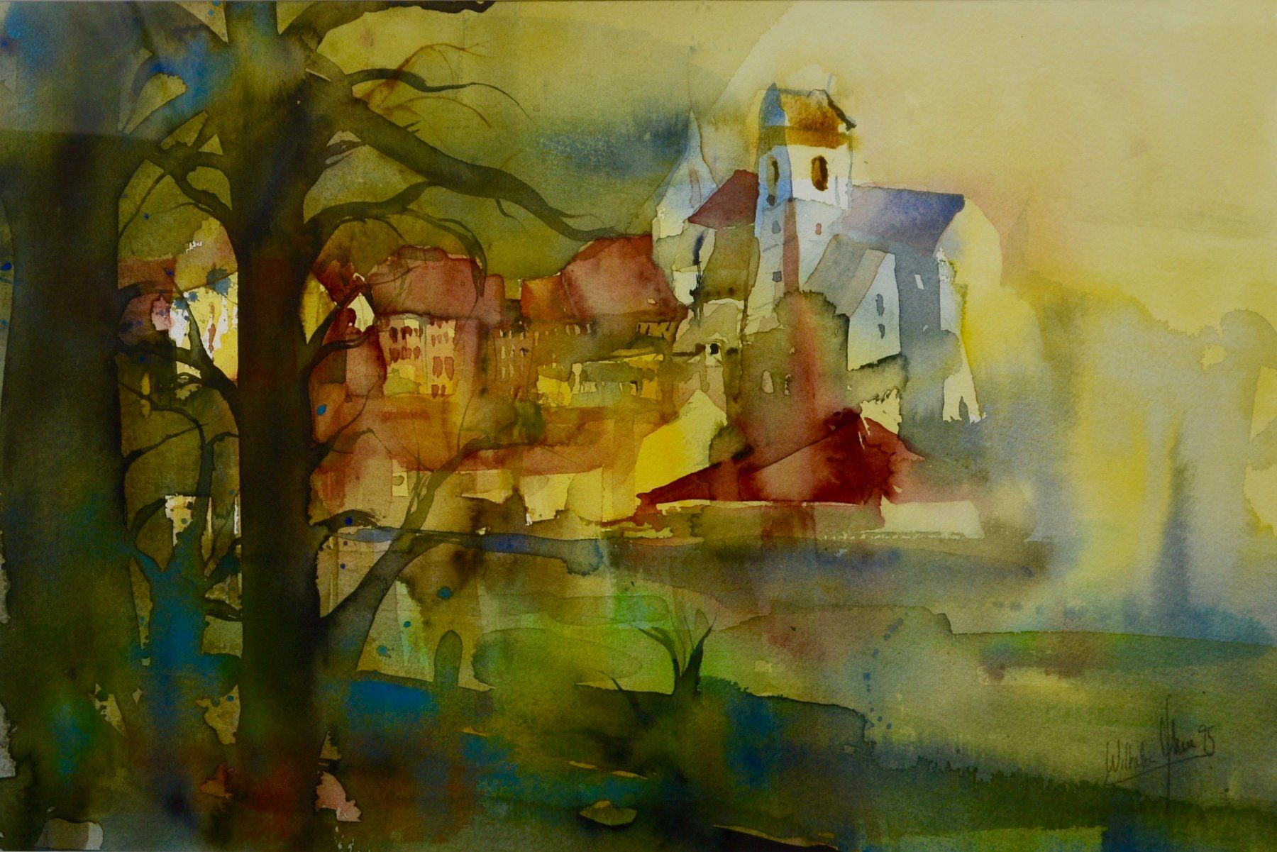 Gemälde: Aquarell "Aarau" - W. Glur - 1975 – Gebraucht aus Oberkulm von Seebrise 1