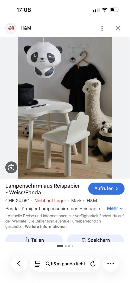 H&M Lampadari & plafoniere: H&M Panda Lichtschirm – Nuovo e nell'imballaggio originale da Bülach venduto da and_ck9q 2